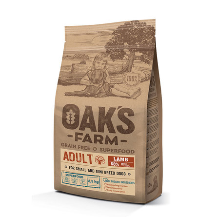 Oaks Farm Grain Free Adult Small and Mini Breeds беззерновой сухой корм для взрослых собак малых и мини пород (ягненок) – интернет-магазин Ле’Муррр