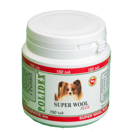 Polidex Super Wool plus Кормовая добавка для собак для шерсти и кожи, 150 таблеток – интернет-магазин Ле’Муррр