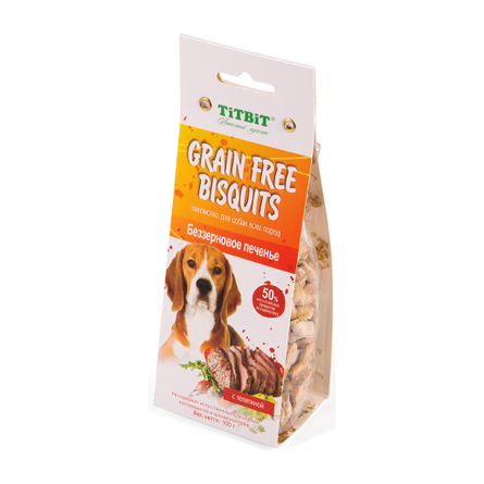 TITBIT Grain Free Bisquits Беззерновое печенье для взрослых собак всех пород (с телятиной) – интернет-магазин Ле’Муррр